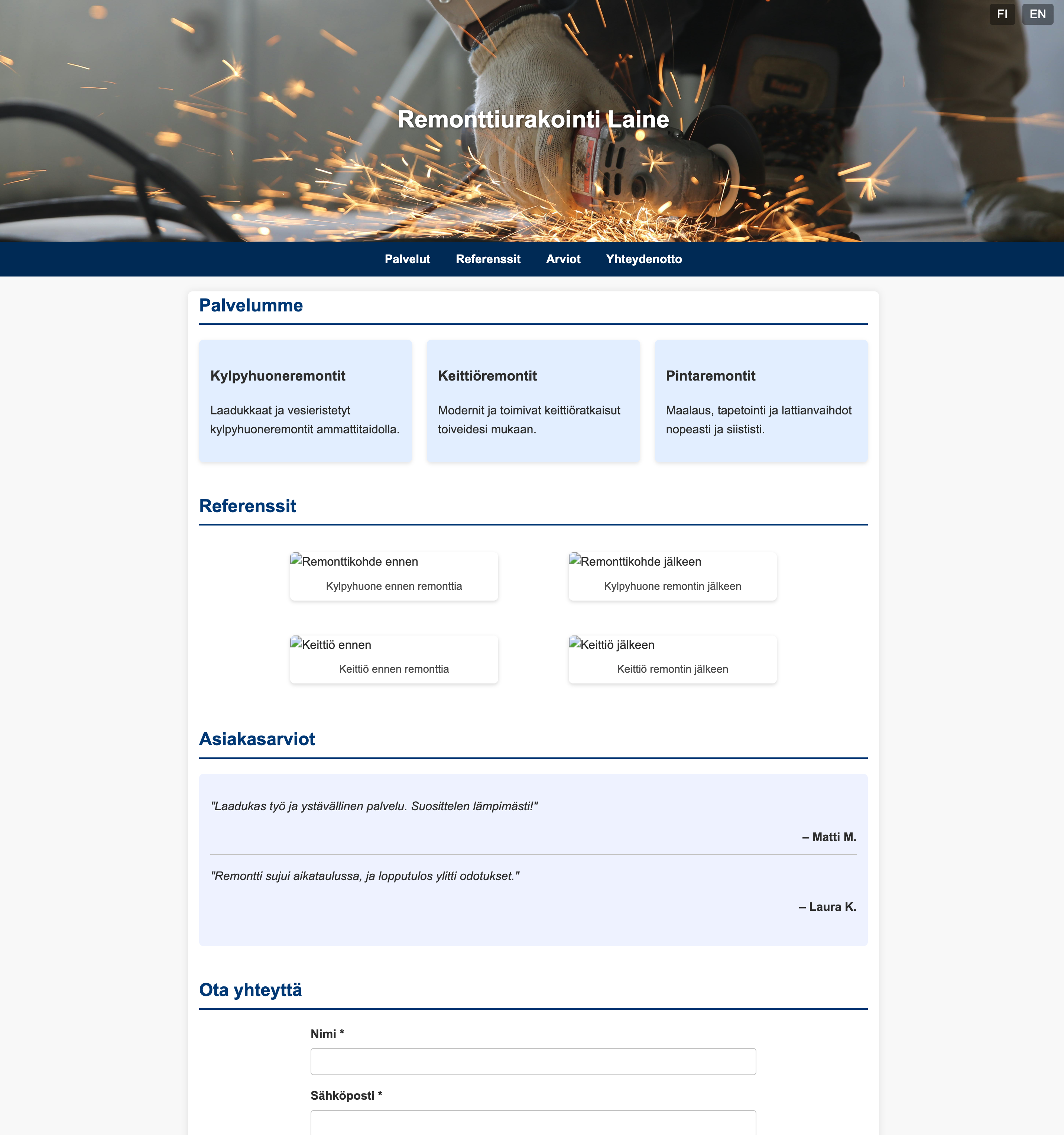 Remonttiyrittäjän mallipohja