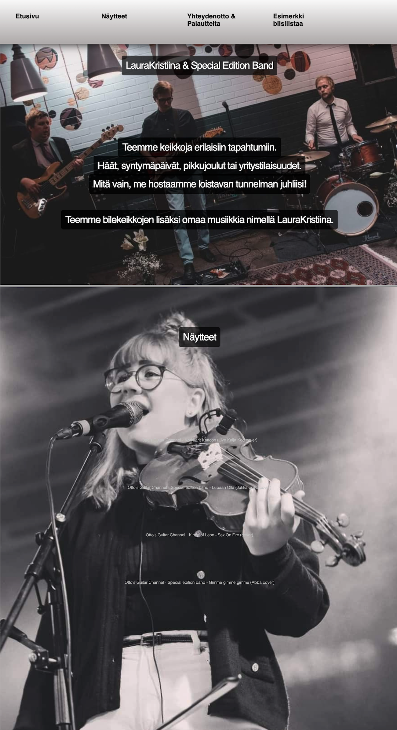 bändille kotisivut artistille sivut nettisivut